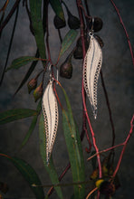 Load image into Gallery viewer, Long Eucalyptus Leaf Silver Earrings