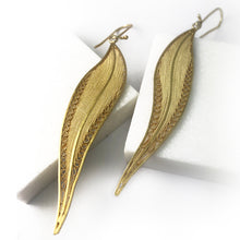 Load image into Gallery viewer, Long Eucalyptus Leaf Earrings -Gold Plated-