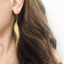 Load image into Gallery viewer, Long Eucalyptus Leaf Earrings -Gold Plated-