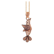 Load image into Gallery viewer, Hummingbird Filigree Pendant -Rose Gold Plated-
