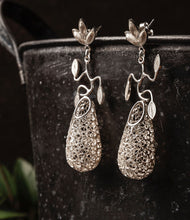 Load image into Gallery viewer, Bird nest silver filigree earrings, volume sterling silver intricate nest, branch earrings