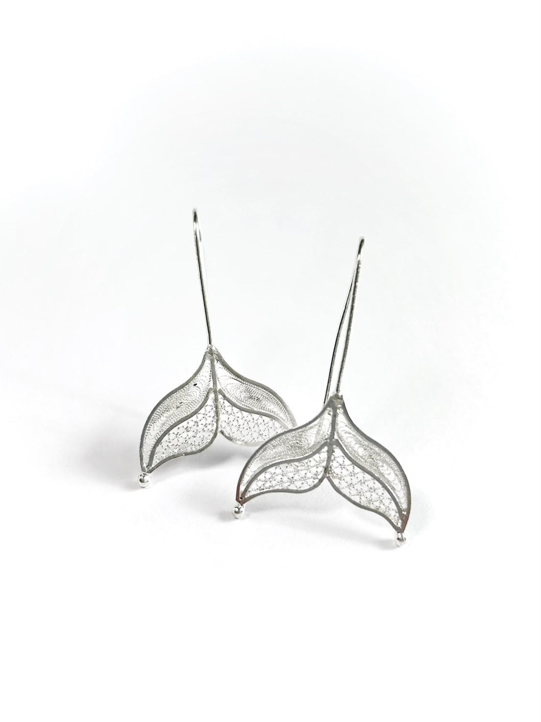 Whale Tails Silver Earrings