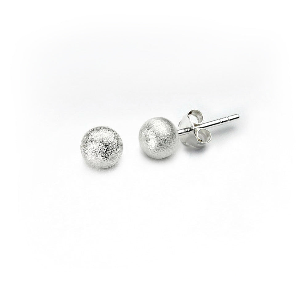 Brushed Textured Sterling Silver Classic Circle Stud