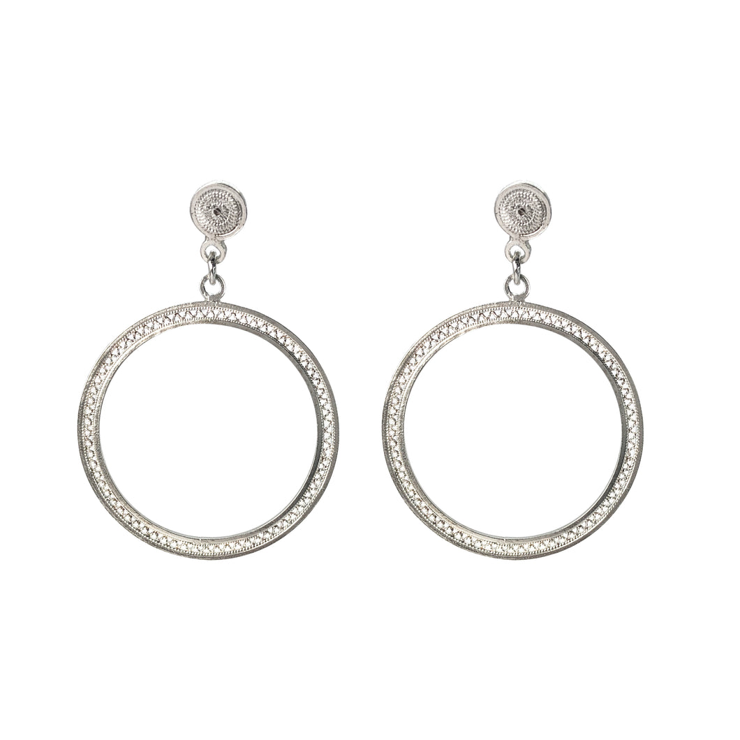 Minimalistic Filigree Zig Zag Circles Earrings