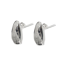 Load image into Gallery viewer, Small Silver Curled Leaf Studs

