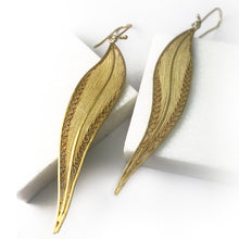 Load image into Gallery viewer, Long Eucalyptus Leaf Earrings -Gold Plated-
