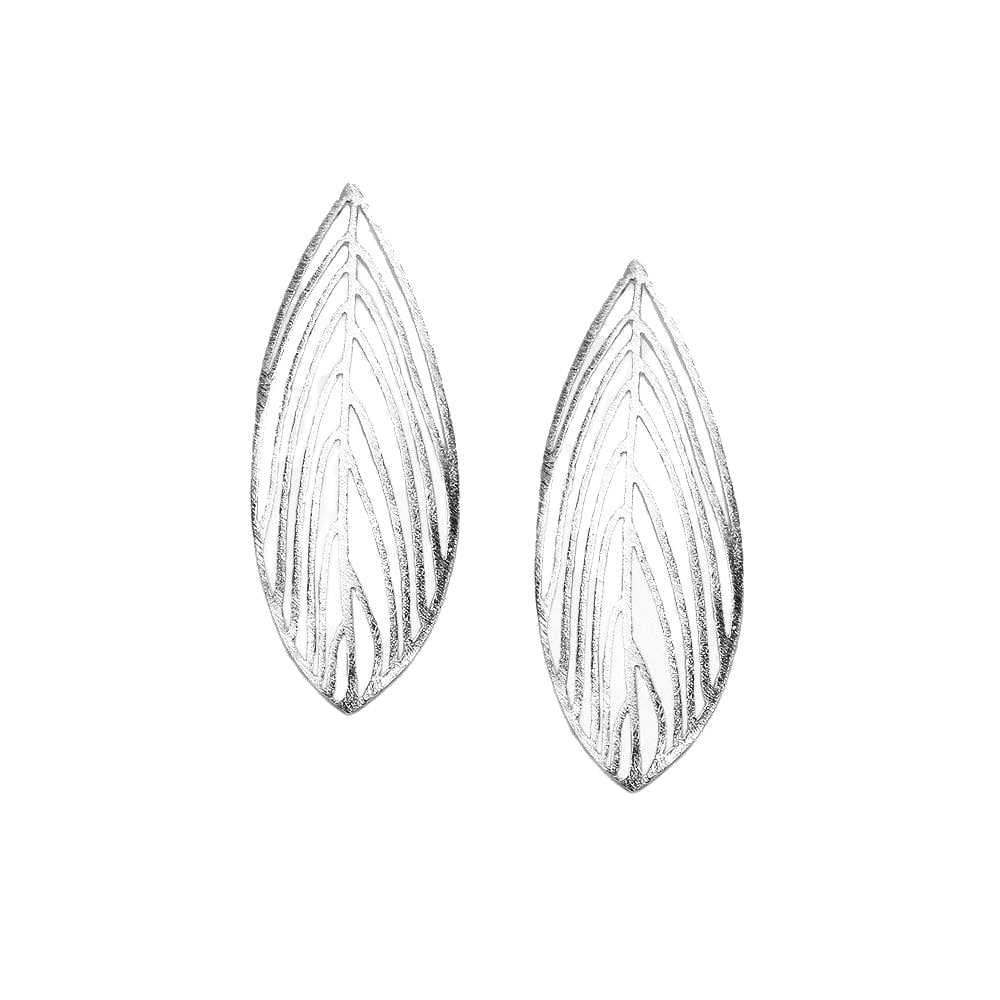 Handmade Gardenia Leaf Sterling Silver Earrings