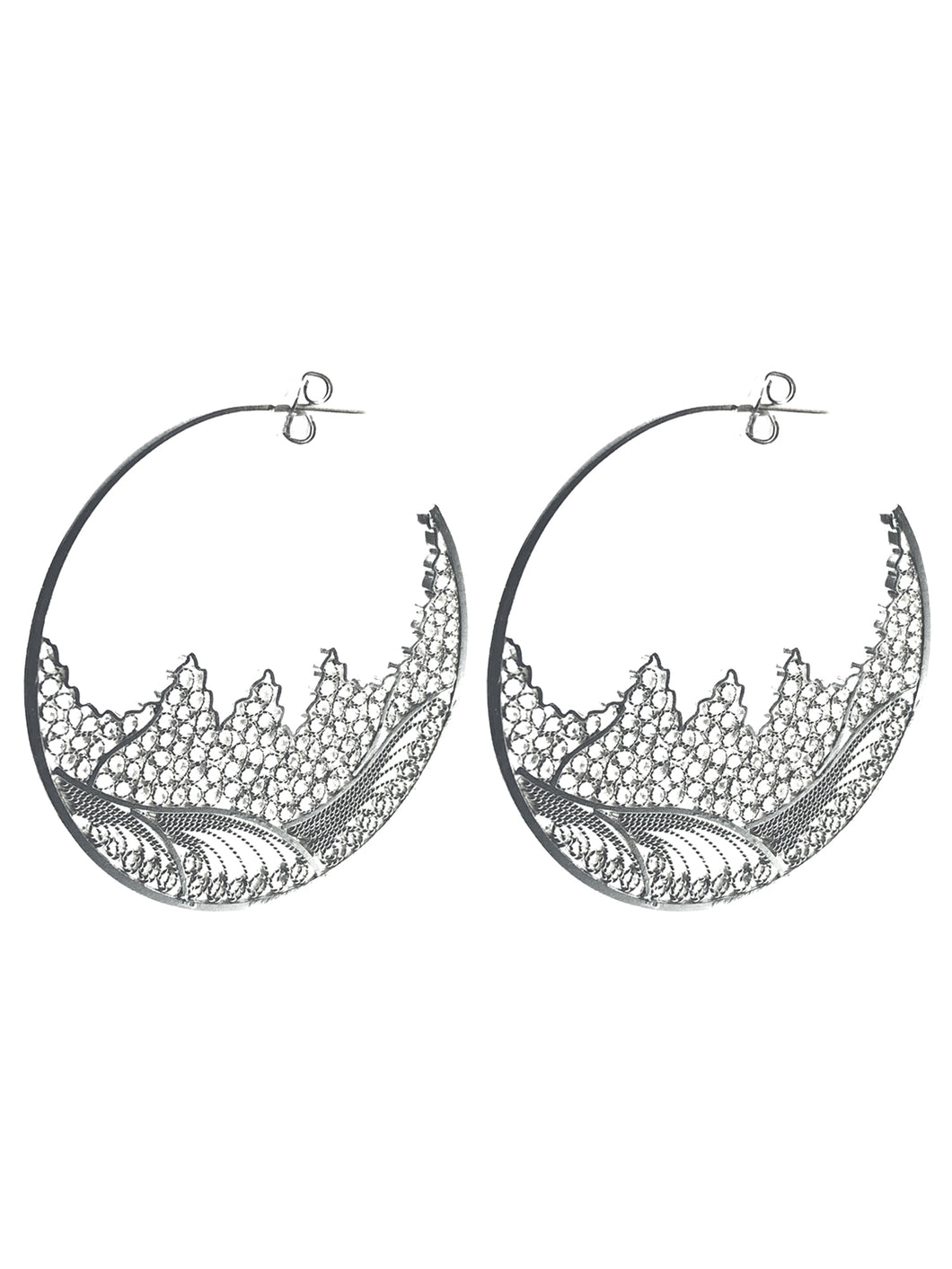 Silver Filigree Hoops Earrings
