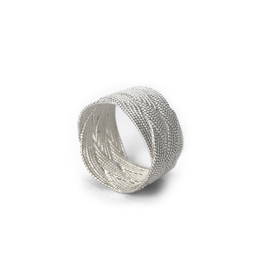 Sterling Silver Hand Woven Braided Twisted Band Ring