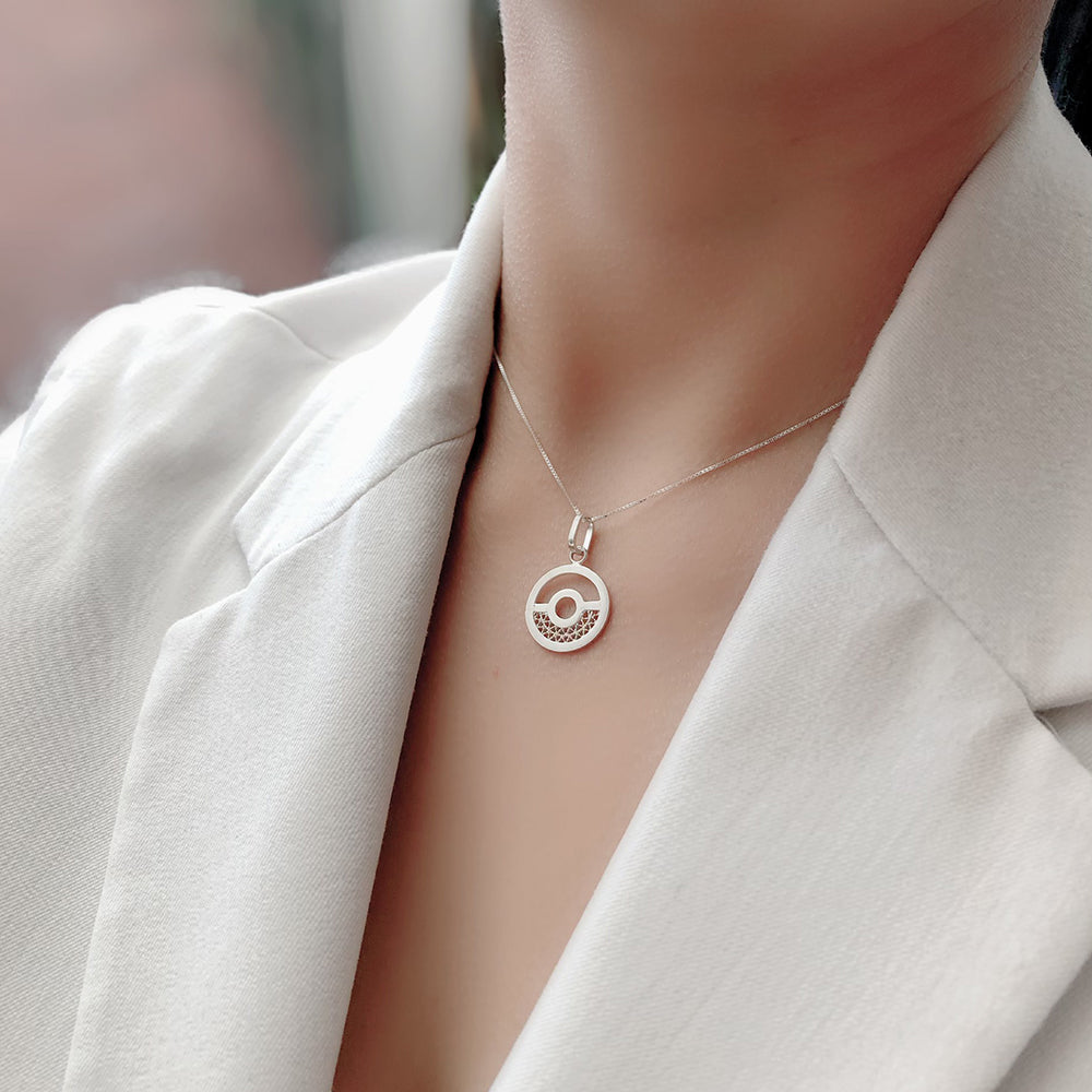 NEO Circle Handmade Pendant, Silver Necklace