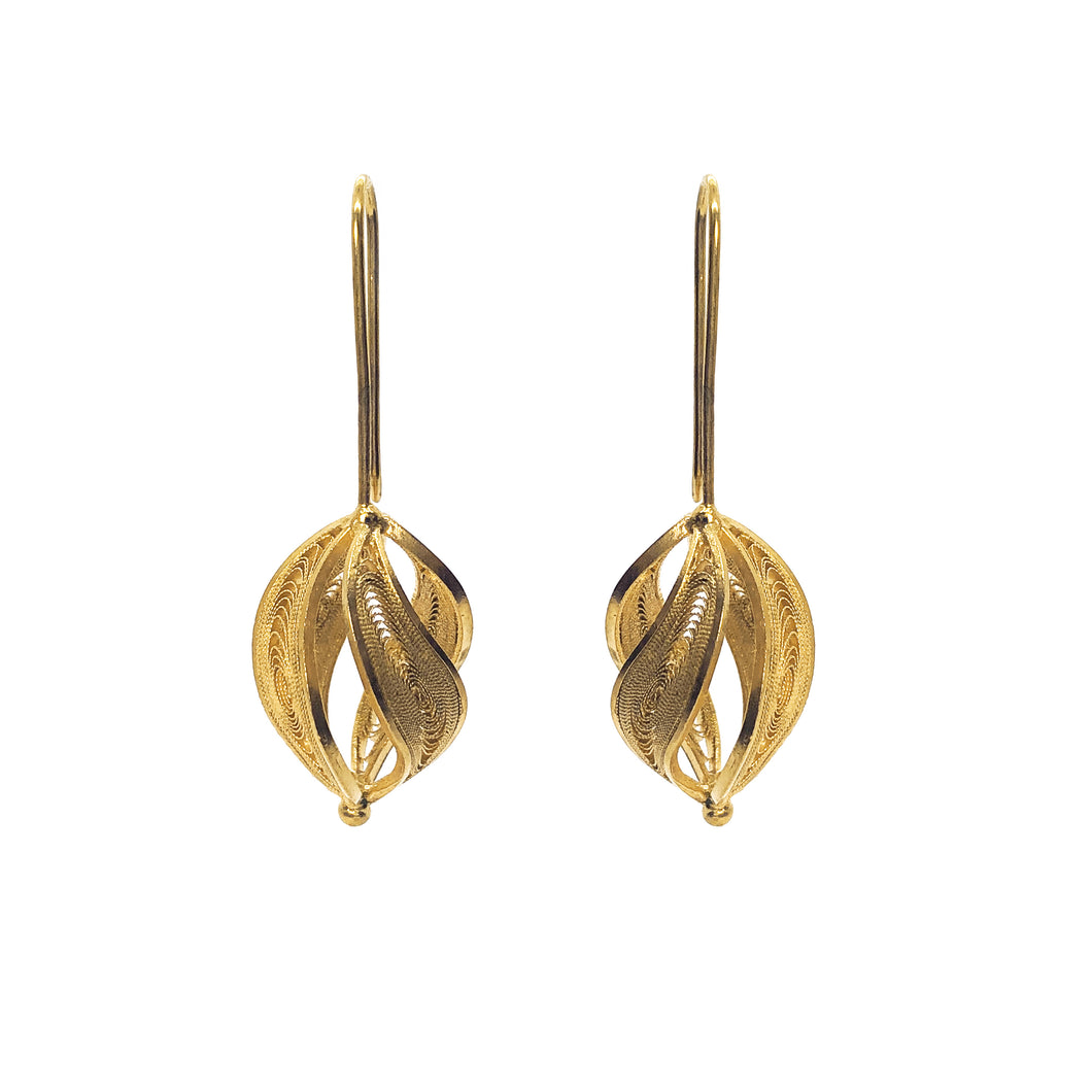 Handmade Twisted Filigree Earrings -24K Gold Plated-