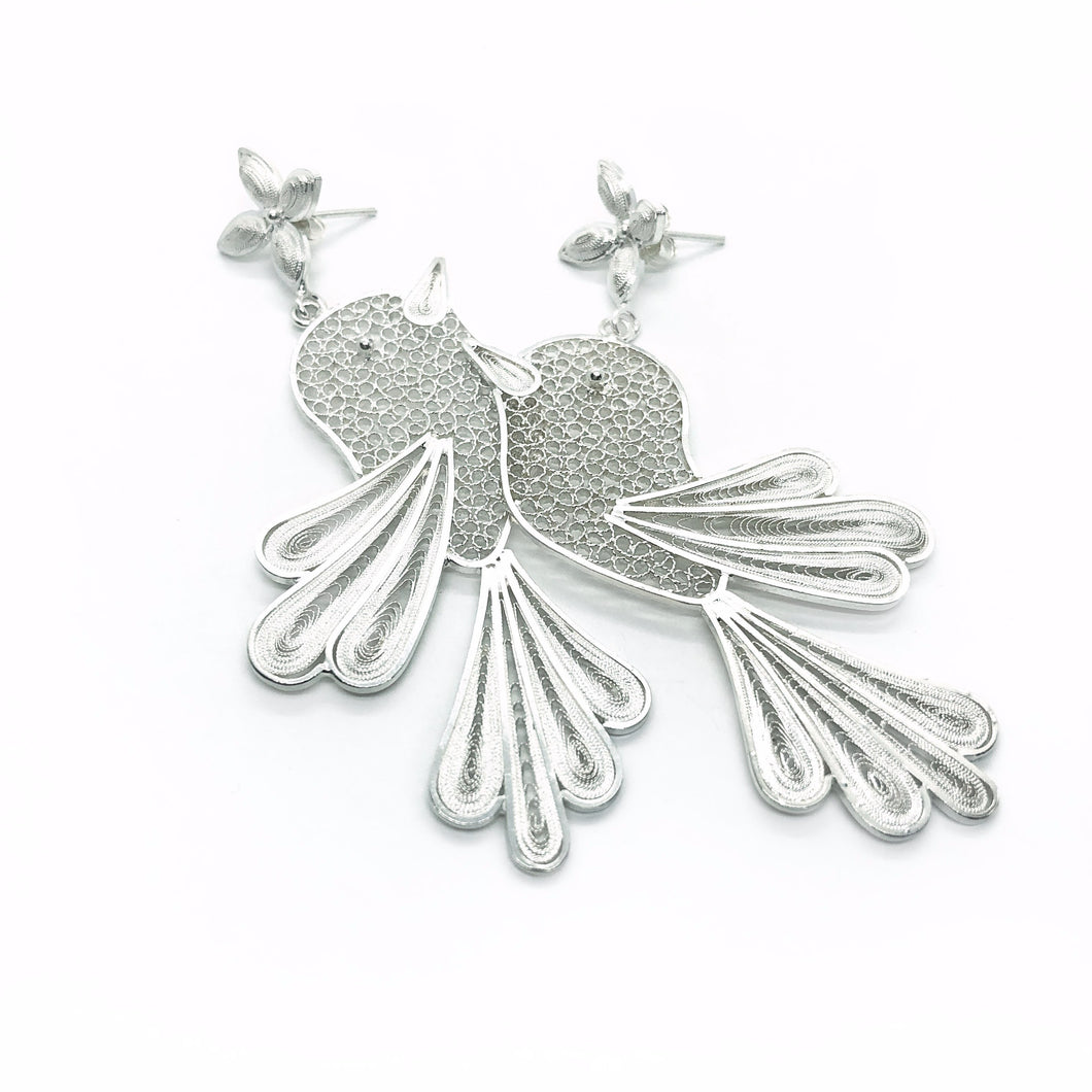 Handmade Silver Wren Bird Earrings
