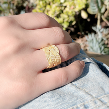 Load image into Gallery viewer, Gold Plated Hand Woven Braided Twisted Band Ring
